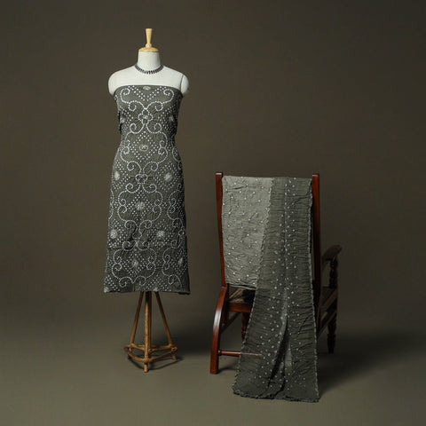 Kutch tie-dye satin cotton bandhani 3pc unstitched dress