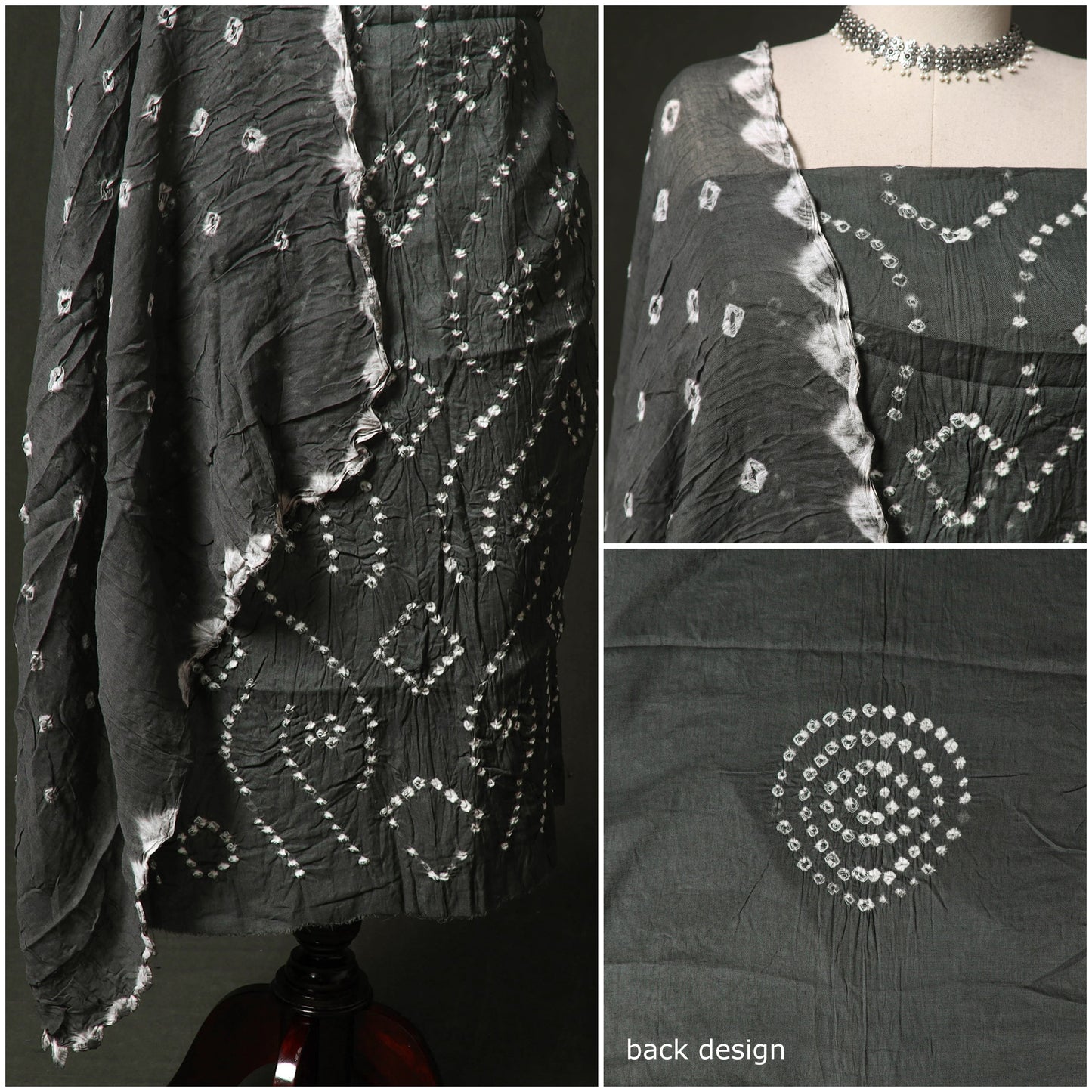 Kutch tie-dye satin cotton bandhani 3pc unstitched dress