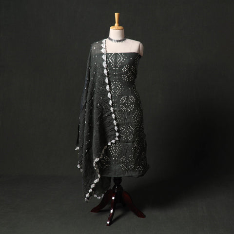 Kutch tie-dye satin cotton bandhani 3pc unstitched dress