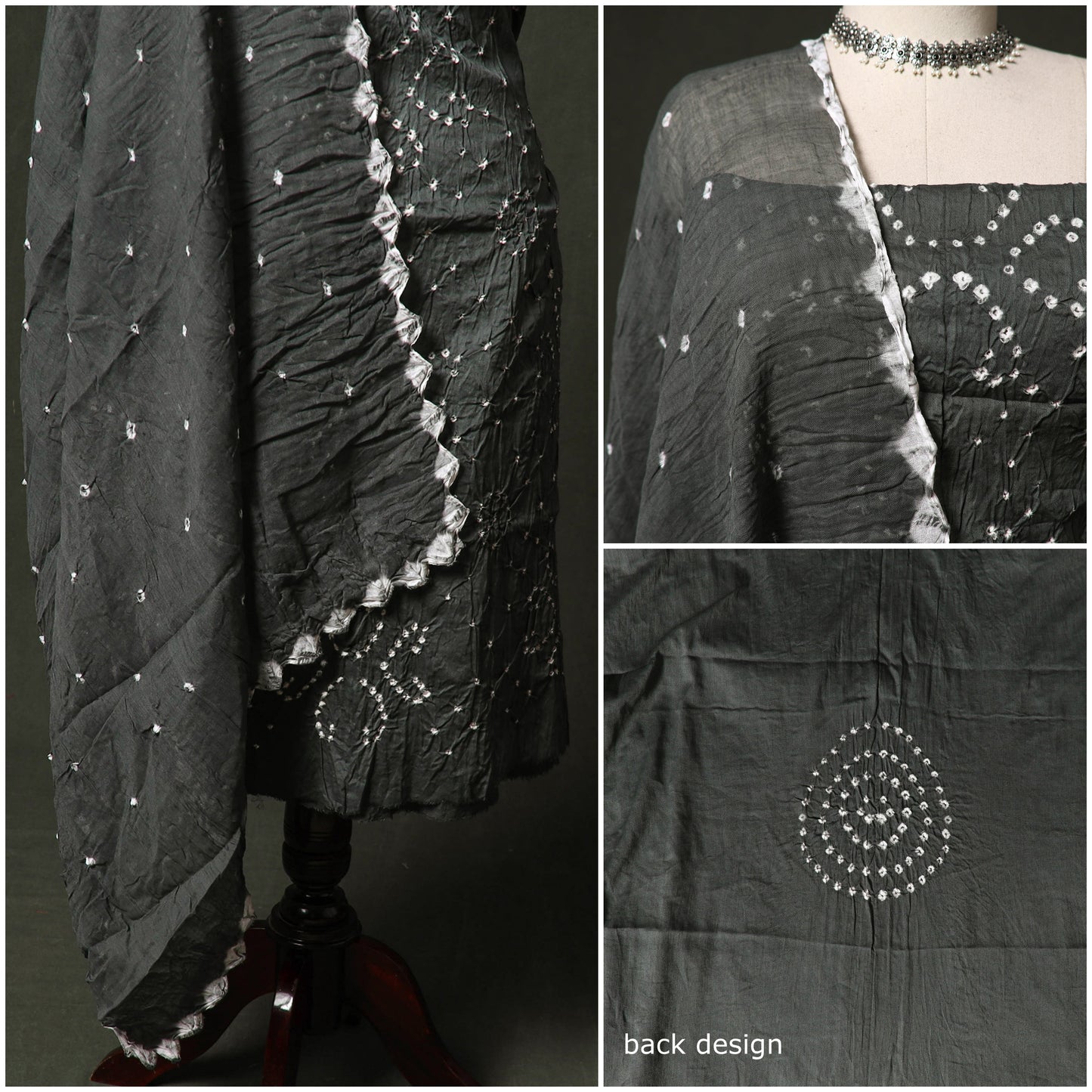 Kutch tie-dye satin cotton bandhani 3pc unstitched dress