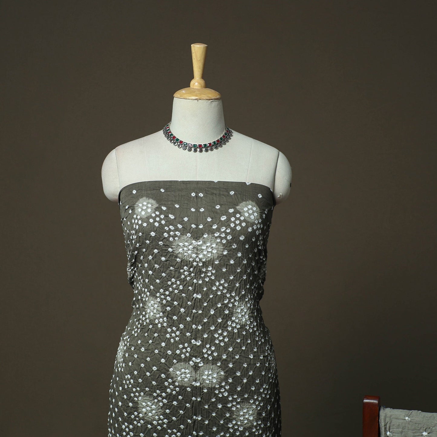 Kutch tie-dye satin cotton bandhani 3pc unstitched dress