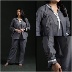 Lace work jacquard cotton co-ord set for women 02
