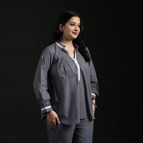 Lace work jacquard cotton co-ord set for women 02