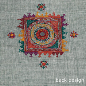 Grey Lambani Embroidery Handspun Cotton Blouse Piece