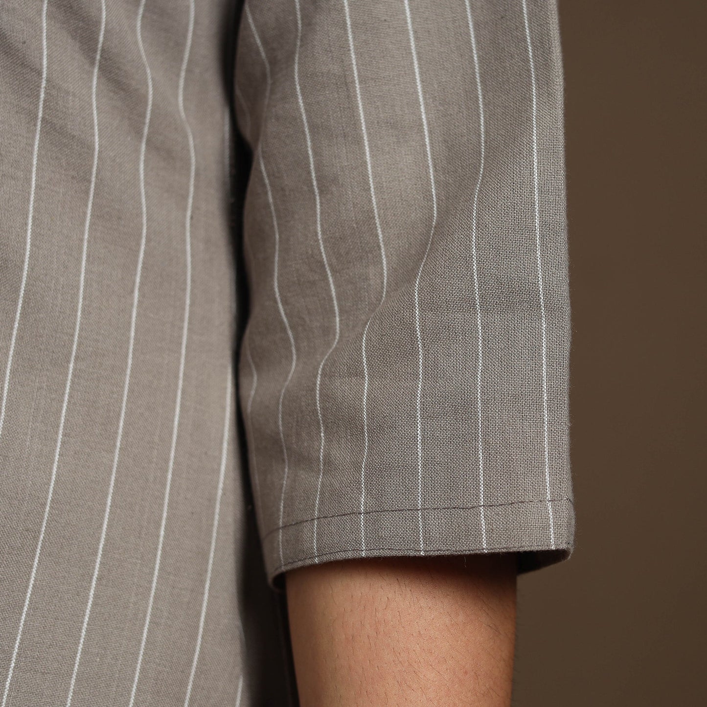 Grey A-Line Cotton Jacquard Kurta