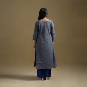 A-line cotton jacquard kurta for women 04 - handcrafted