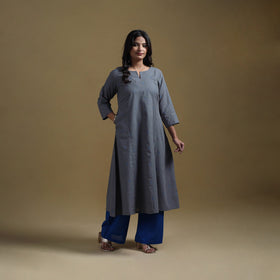 A-line cotton jacquard kurta for women 04 - handcrafted