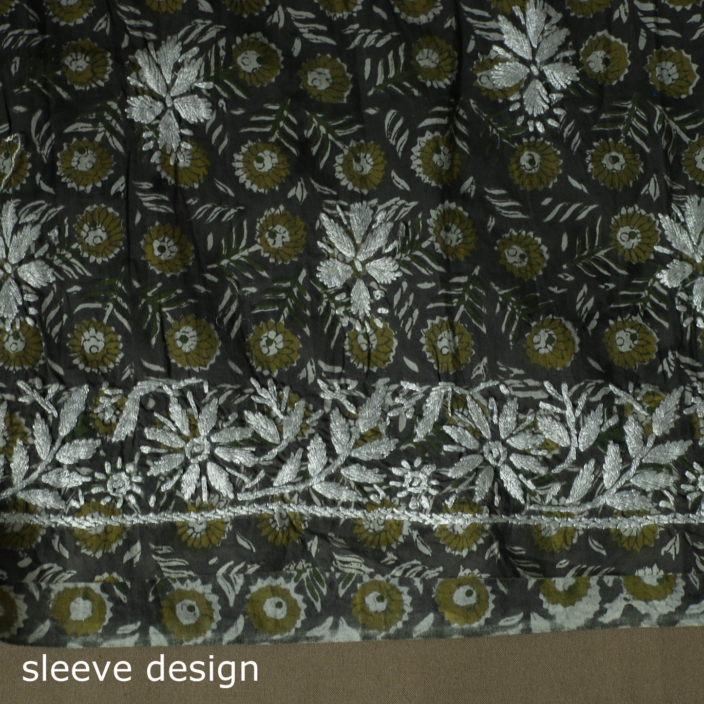Lucknowi chikankari hand work bagru block print unstitched