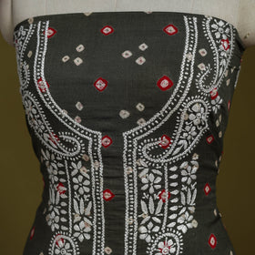 Lucknowi chikankari work bandhani unstitched kurta material