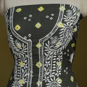 Lucknowi chikankari work bandhani unstitched kurta material