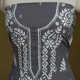 Black - lucknowi chikankari work jacquard unstitched kurta