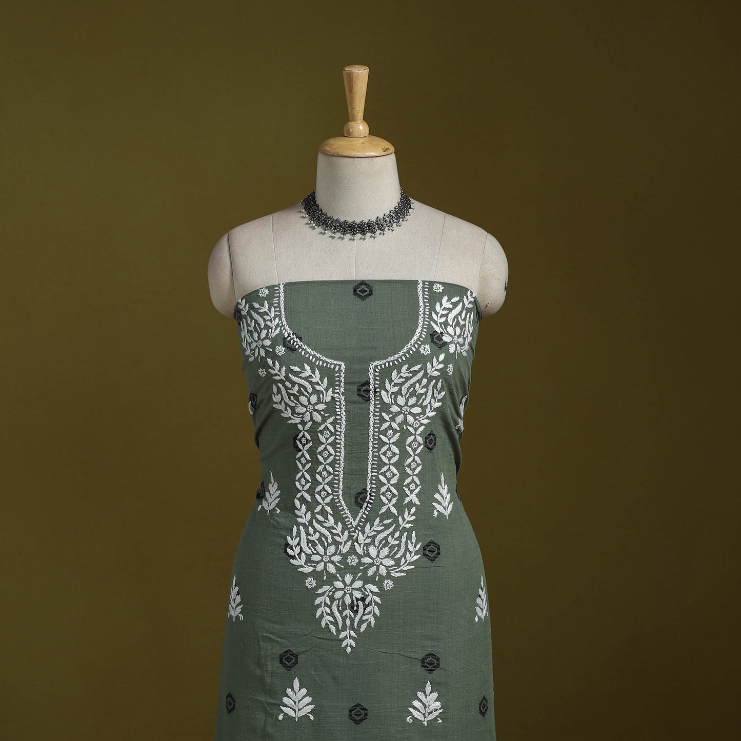 Lucknowi chikankari work jacquard unstitched kurta material