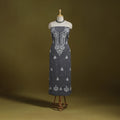 Black - lucknowi chikankari work jacquard unstitched kurta