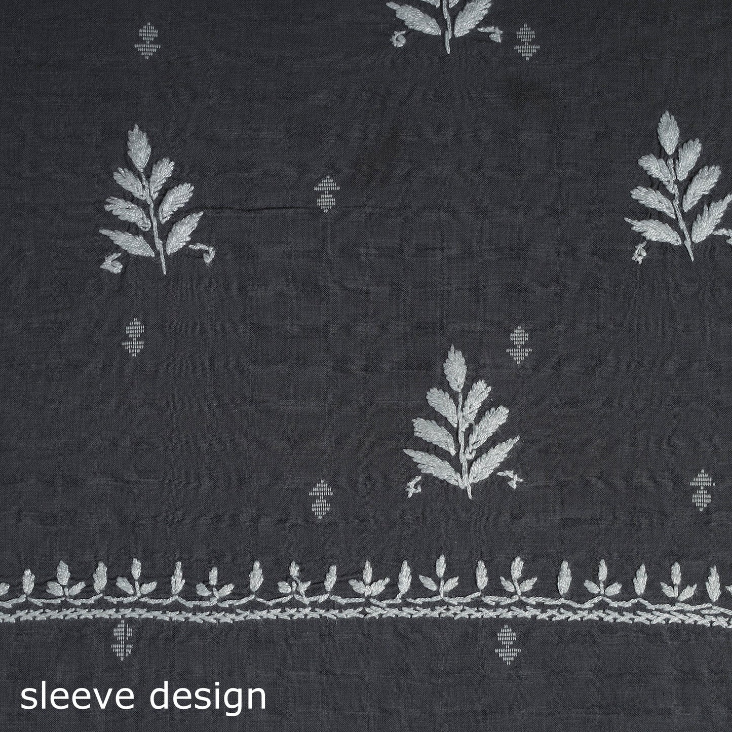 Black - lucknowi chikankari work jacquard unstitched kurta