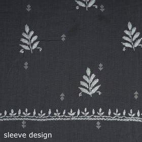 Black - lucknowi chikankari work jacquard unstitched kurta