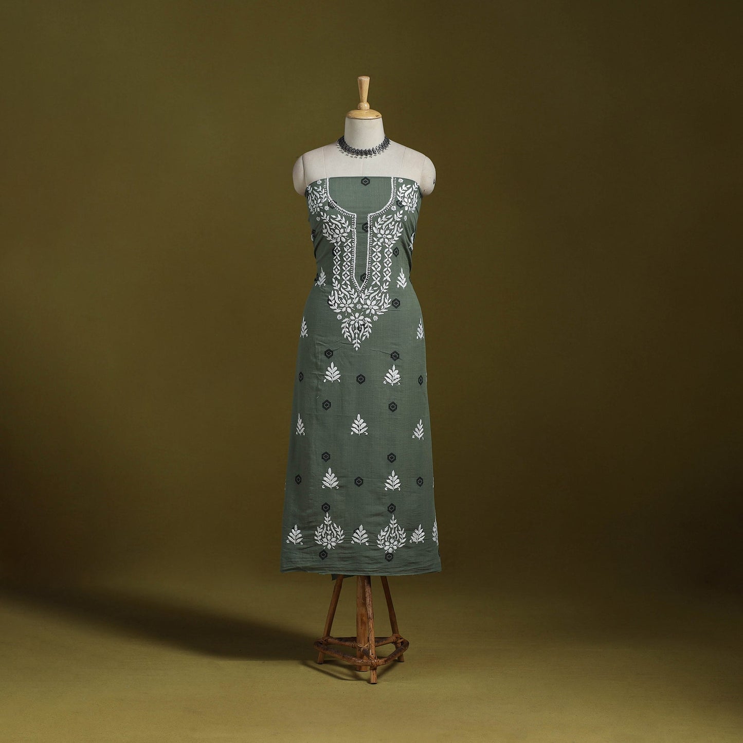 Lucknowi chikankari work jacquard unstitched kurta material