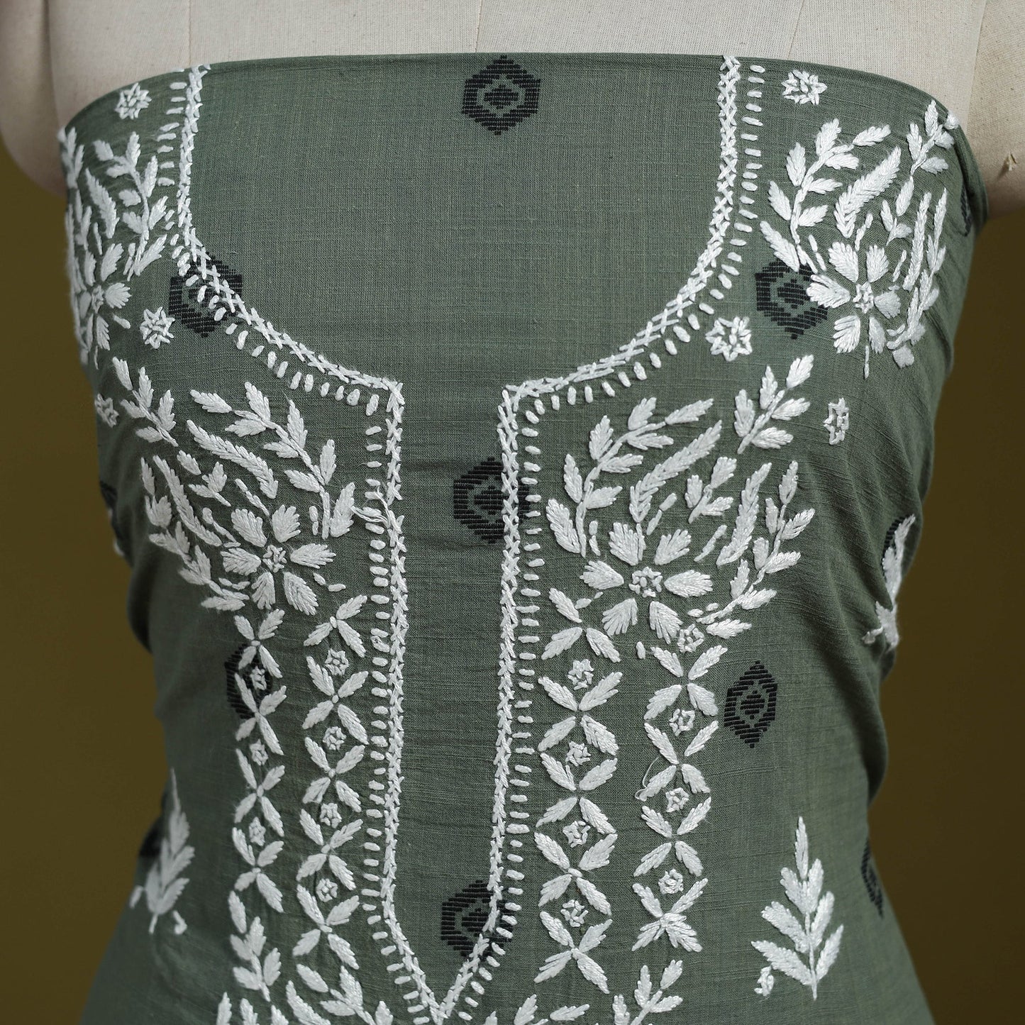 Lucknowi chikankari work jacquard unstitched kurta material