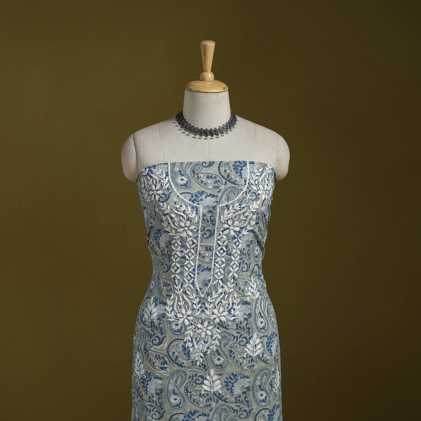 Lucknowi chikankari work sanganeri unstitched kurta