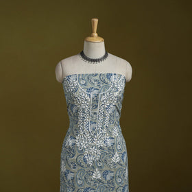 Lucknowi chikankari work sanganeri unstitched kurta