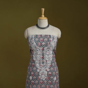 Lucknowi chikankari work sanganeri unstitched kurta