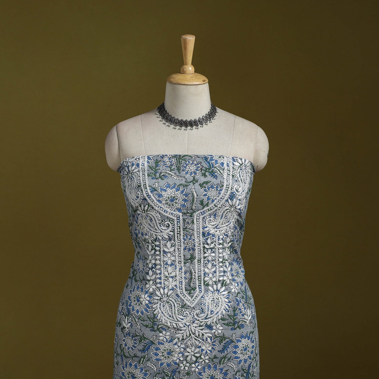 Lucknowi chikankari work sanganeri unstitched kurta