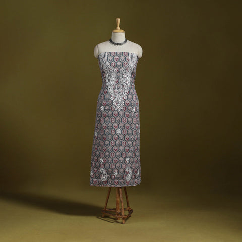 Lucknowi chikankari work sanganeri unstitched kurta