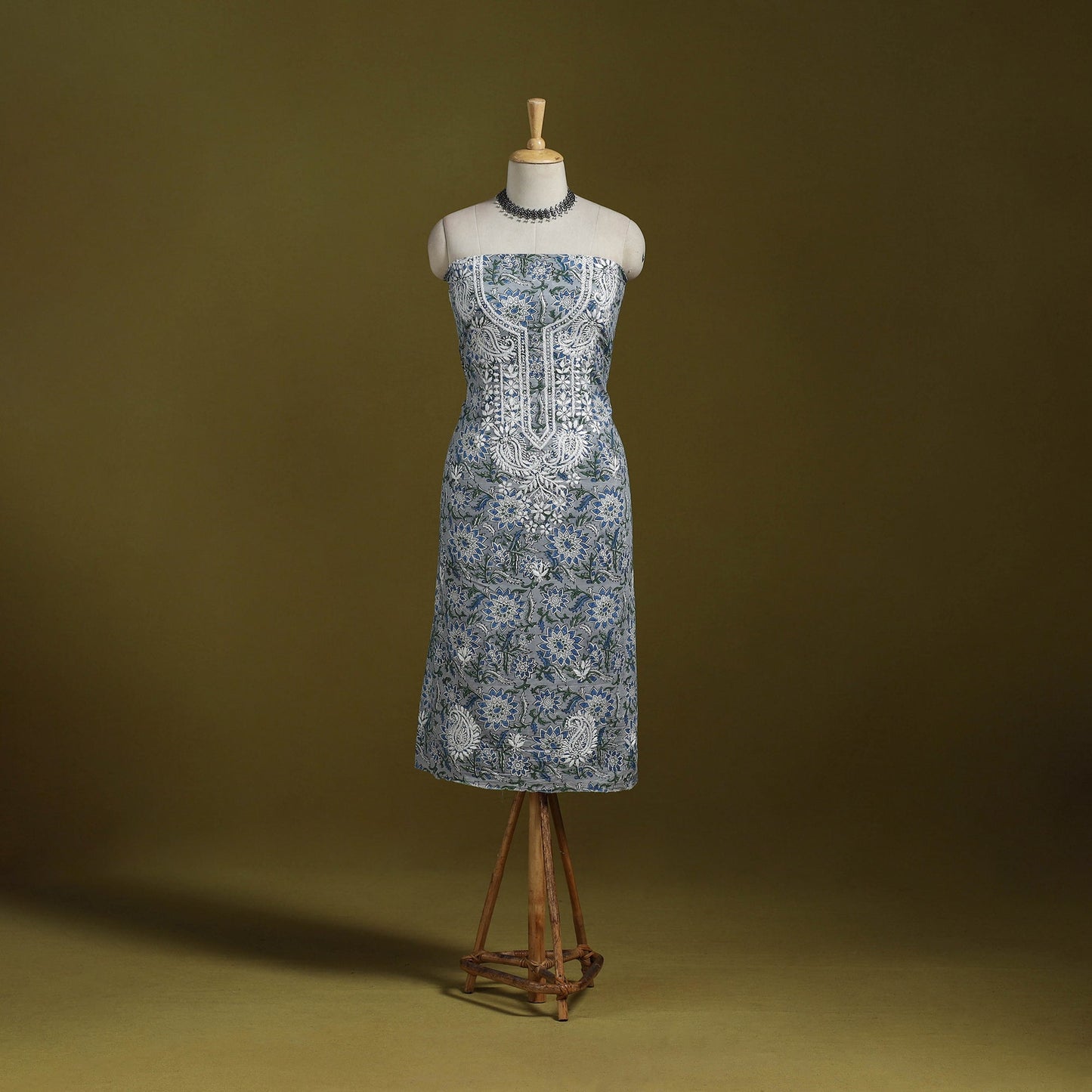 Lucknowi chikankari work sanganeri unstitched kurta