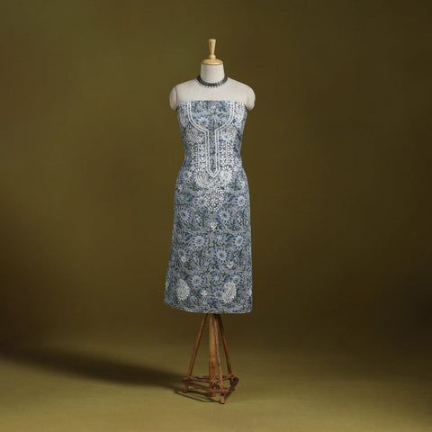 Lucknowi chikankari work sanganeri unstitched kurta