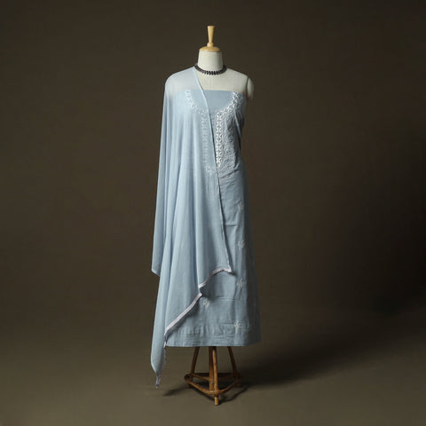 Lucknowi hand embroidered cotton chikankari 3pc unstitched