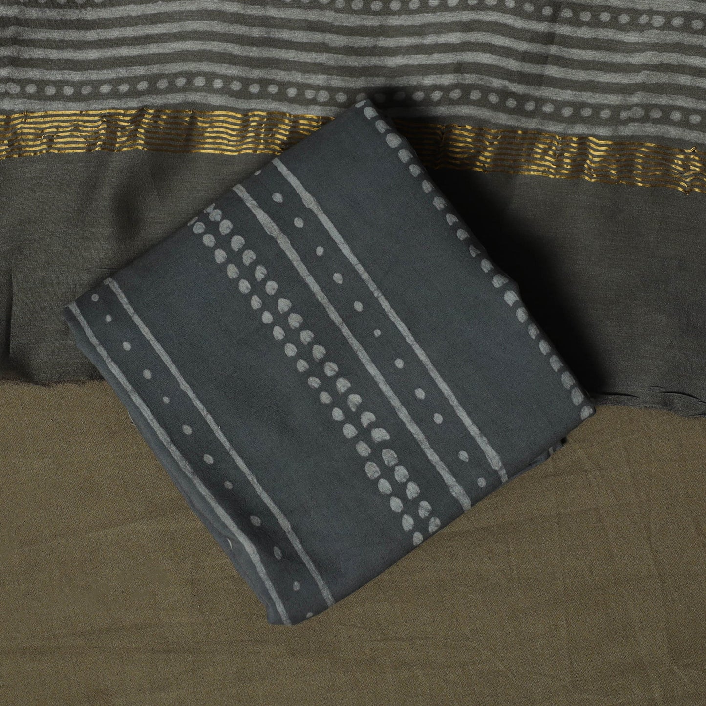 Maheshwari silk hand block jaipur print 3pc unstitched