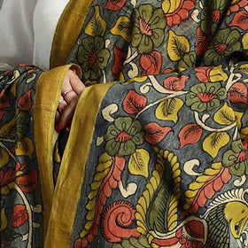 Grey - mangalagiri cotton handpainted pen work kalamkari