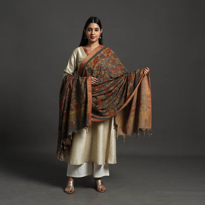 Grey - mangalagiri cotton handpainted pen work kalamkari