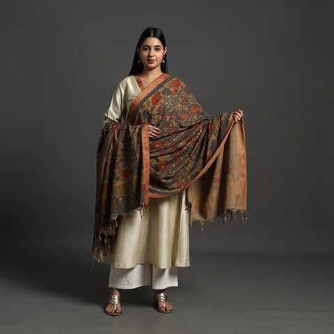 Grey - mangalagiri cotton handpainted pen work kalamkari