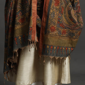 Grey - mangalagiri cotton handpainted pen work kalamkari