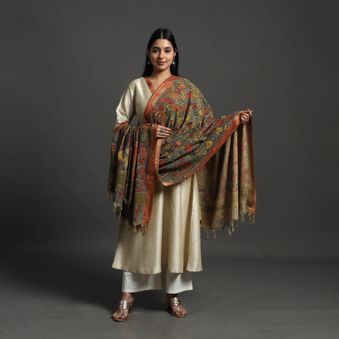 Grey - mangalagiri cotton handpainted pen work kalamkari