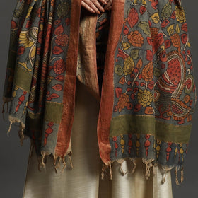 Grey - mangalagiri cotton handpainted pen work kalamkari