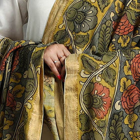 Grey - mangalagiri cotton handpainted pen work kalamkari