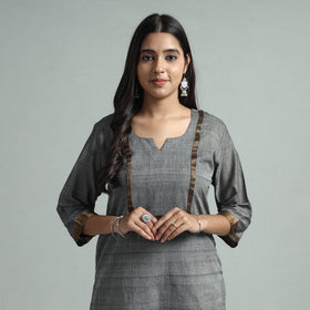 Grey - mangalagiri handloom cotton kurta with palazzo &