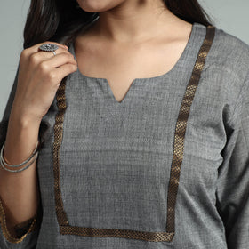Grey - mangalagiri handloom cotton kurta with palazzo &