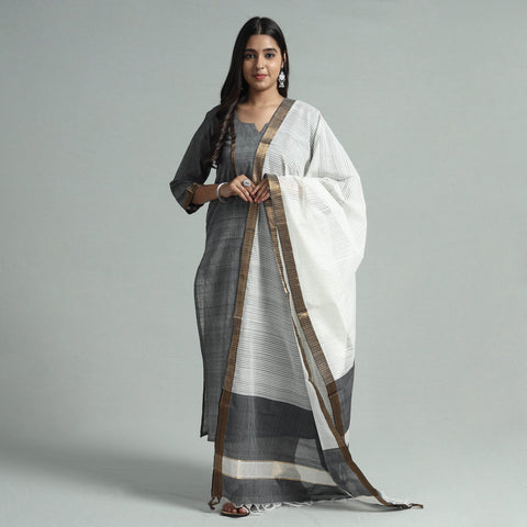 Grey - mangalagiri handloom cotton kurta with palazzo &