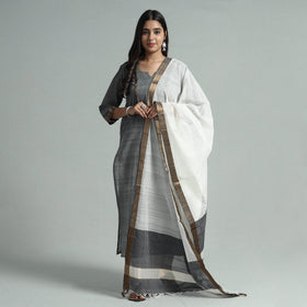 Grey - mangalagiri handloom cotton kurta with palazzo &