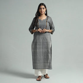 Grey - mangalagiri handloom cotton kurta with palazzo &