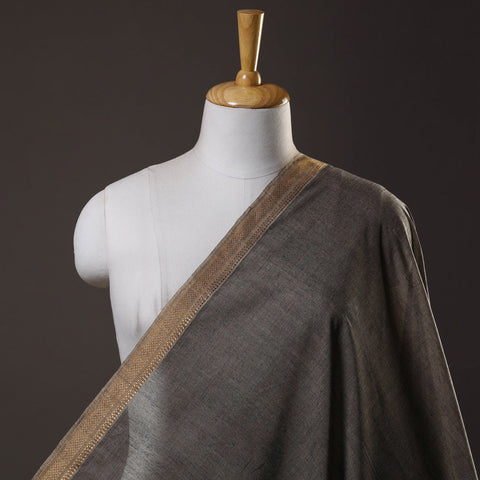  Grey Mangalagiri Cotton Fabric with Zari Border 