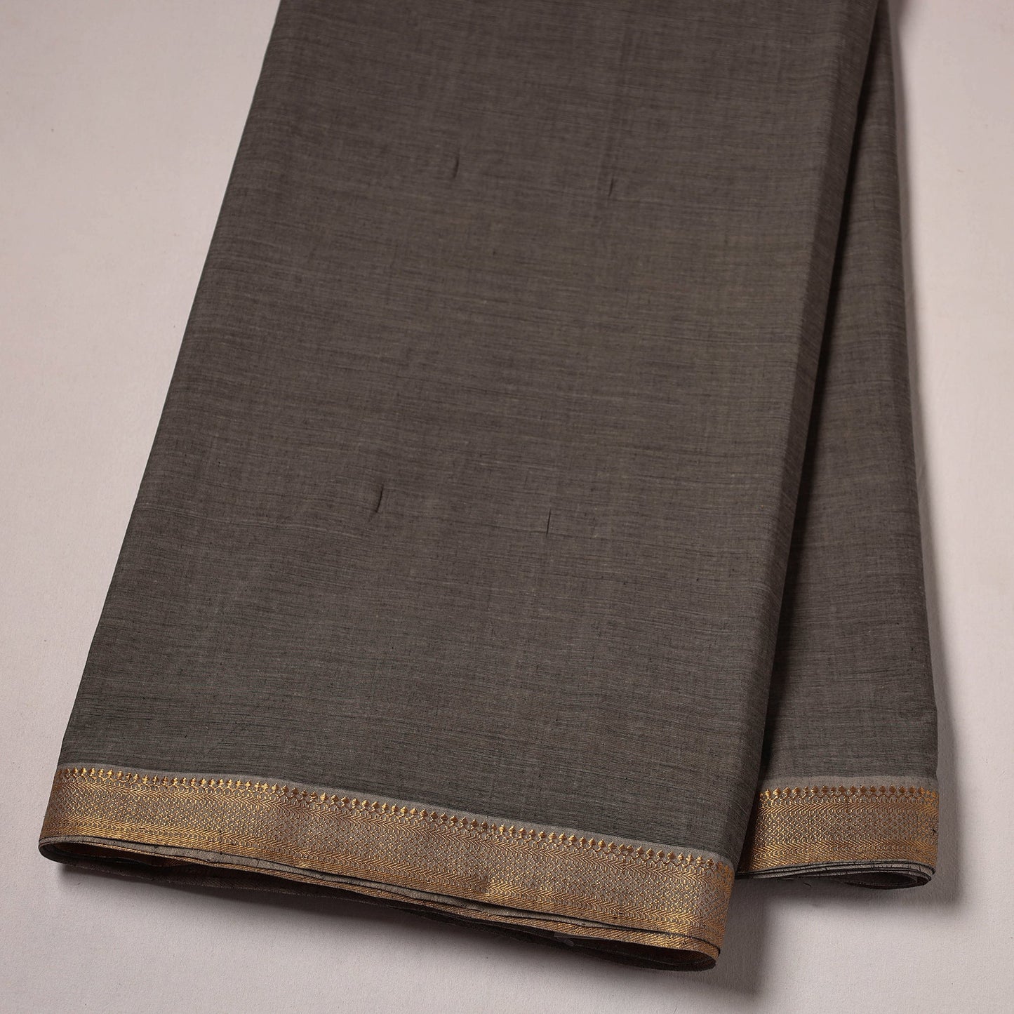  Grey Mangalagiri Cotton Fabric with Zari Border 