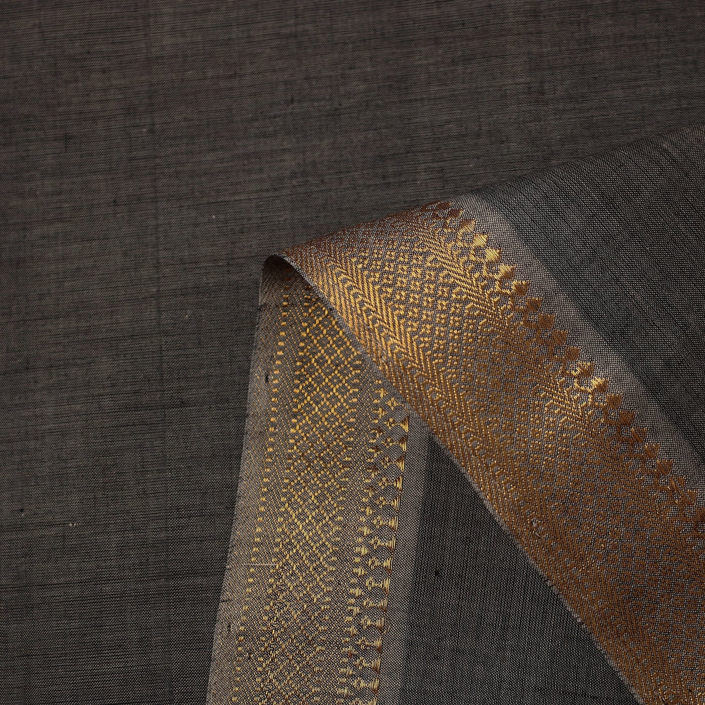  Grey Mangalagiri Cotton Fabric with Zari Border 