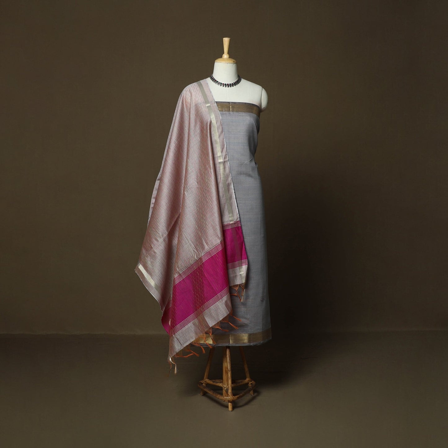 Mangalagiri silk cotton 3pc unstitched dress material