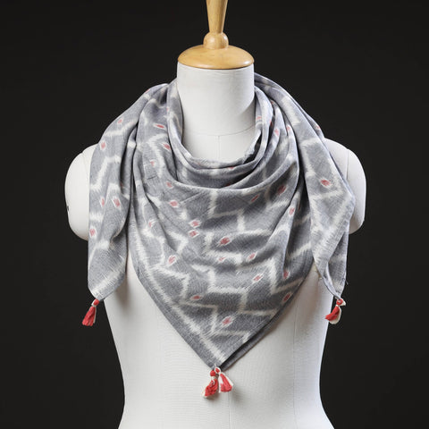 Grey Maniabandha Ikat Handloom Cotton Scarf 