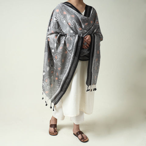  Maniabandha Ikat Weave Handloom Cotton Dupatta with Tassels 