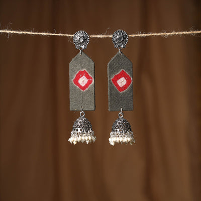 Grey - mansi gs fabart handmade earrings - handcrafted