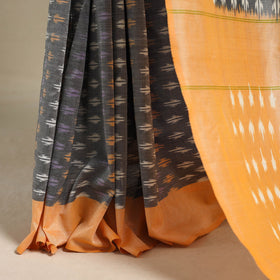 Grey - mercerised cotton handloom pochampally ikat saree 10